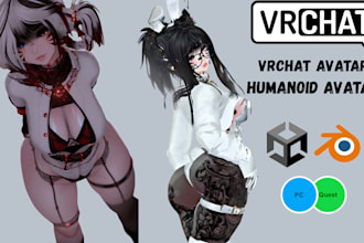 do custom vrchat avatar, furry avatar, anime avatar, vtuber model for pc quest