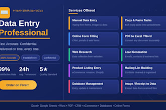 do data entry, email lead, copy and paste, PDF to excel entry, data mining