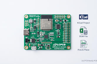 design jlcpcb ready pcb, kicad, bom, schematic, hat and pick place files