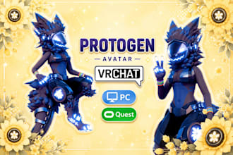 custom protogen vrchat avatar furry avatar 3d model sci fi avatar furry rigging