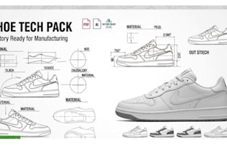 design shoe tech pack sneaker footwear design for manufacturing ready