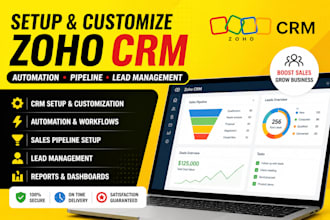 setup zoho CRM customization and automation sales pipeline, lead management