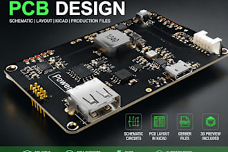 design pcb layout, schematic circuit and kicad  custom boards for manufacturing