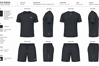 create factory ready sportwear activewear and streetwear tech packs for you