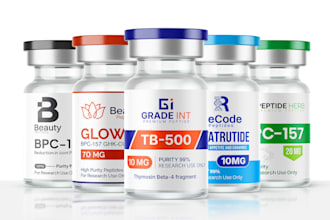 do custom logo and peptide vial label, product label design