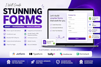 create stunning jotform, typeform, tally, involveme formstack, custom form