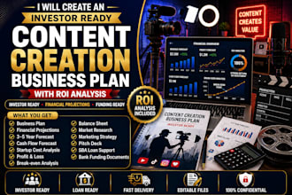 create an investor ready content creation business plan with ROI analysis