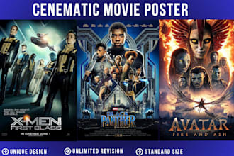 design a cinematic movie poster, film poster, or event poster