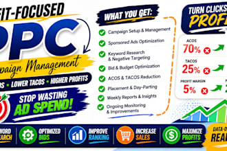 setup manage, optimize amazon PPC campaign, amazon ads campaign as a PPC manager