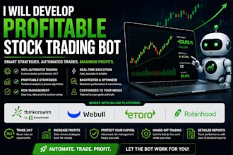 develop profitable stock trading bot, thinkorswim, webull, etoro, robinhood bot