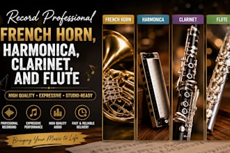 record professional french horn, harmonica, clarinet and flute tracks