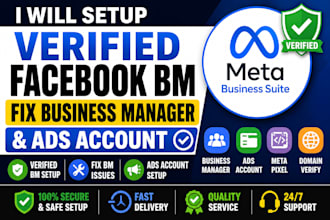 fix fb business manager setup verified facebook bm verified bm and ads account