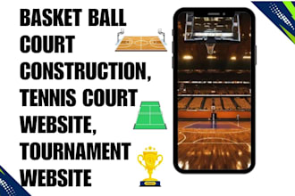basketball court construction, tennis court website, tournament website