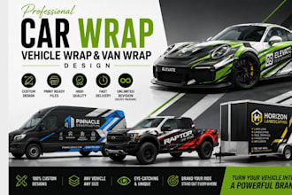 design custom car wrap, vehicle wrap, van wrap, and truck wrap design