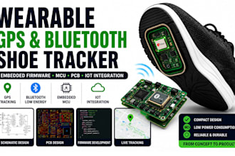 wearable gps and bluetooth shoe tracker with embedded firmware, mcu, pcb and iot