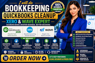 do bookkeeping, quickbooks cleanup, xero and wave expert