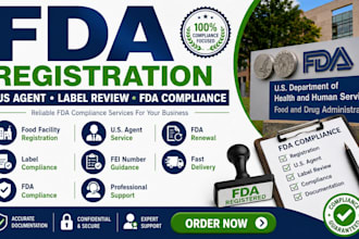 provide fda compliance  registration and label review food facility with the fda