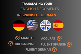 manually translate from english to spanish and german