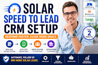 design solar speed to lead pipeline in jobnimbus, acculynx, leap crm workflow