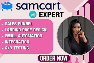 build samcart thrivecart funnel, landing page and checkout