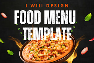 create a printable and editable food menu template for your business