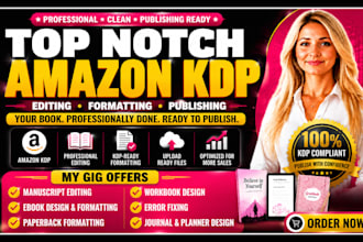 edit, proofread and format your manuscripts for amazon kindle direct publishing