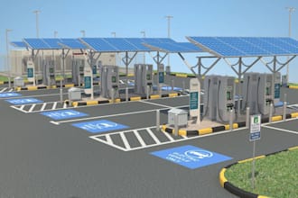 render proposed 3d ev charging station,cgi charger,waiting lounge,greenroof,esve
