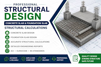 provide concrete slab and foundation slab structural design calculations