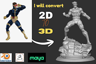 convert 2d from reference image to 3d printable stl, 3mf file for 3d printing