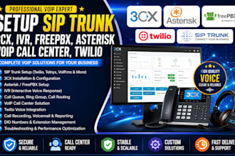 setup siptrunk 3cx, ivr, freepbx, asterisk, asterisk, voip call center, twilio