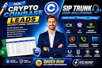 give 2026 crypto coinbase leads sip trunk 3cx, ivr, freepbx, asterisk, asterisk