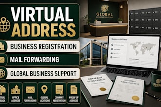 provide virtual company registered business address worldwide virtual office