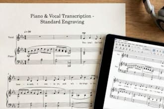 transcribe vocal, choir, harmony, guitar tabs and chords into sheet music