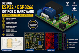 design esp32 pcb, esp8266 iot hardware, schematic and gerber files
