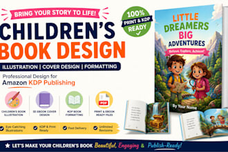 illustrate children book design 3d ebook cover format for amazon KDP publishing