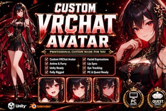 create custom vrchat avatar vrc avatar furry vr 3d avatar model commission