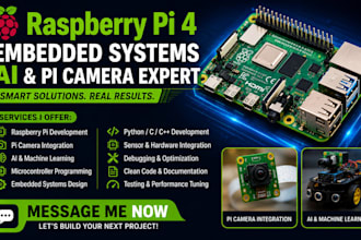 develop raspberry pi 4 microcontroller embedded systems, ai, with pi camera