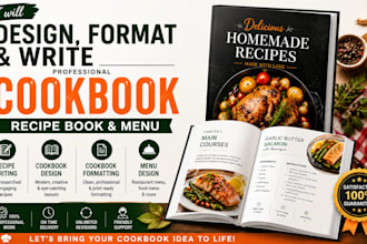 write quality cookbook recipe , cookbook design , cookbook formatting, menu plan