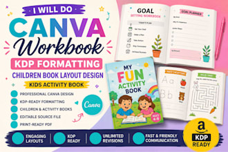 do canva workbook kdp formatting children book layout design kid activity book