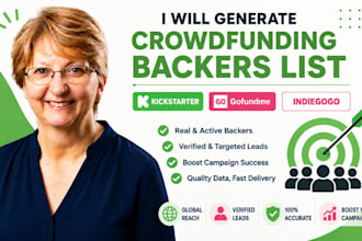 generate real active backers list for crowdfunding, kickstarter and indiegogo