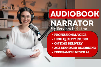 record a professional audiobook narration with a clear engaging voice