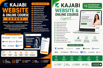 design kajabi website, online course, landing page, kajabi