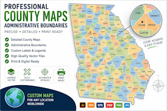design detailed county maps, administrative boundaries and vector artwork