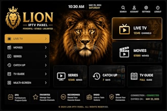 rconfigure lion ott with live TV, vod, series, and epg