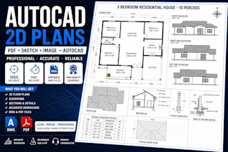 design modern 2d house plans and floor plans in autocad