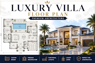 design a luxury villa grundriss floor plan with permium architecture