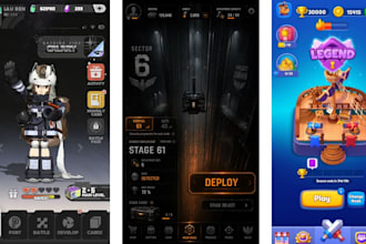 design 2d 3d game ui, game interface, rpg game ui, game assete icons menu