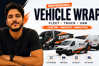 create fleet vehicle wrap, truck wrap graphics, commercial van signage artwork