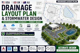 draft drainage plans, stormwater designs cad layouts