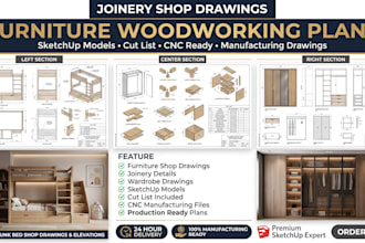 draw shop joinery for furniture woodworking plan with cutlist in sketchup
